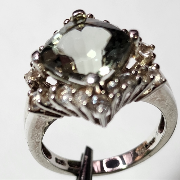 Green Amethyst with White Topaz Ring - Picture 13 of 13